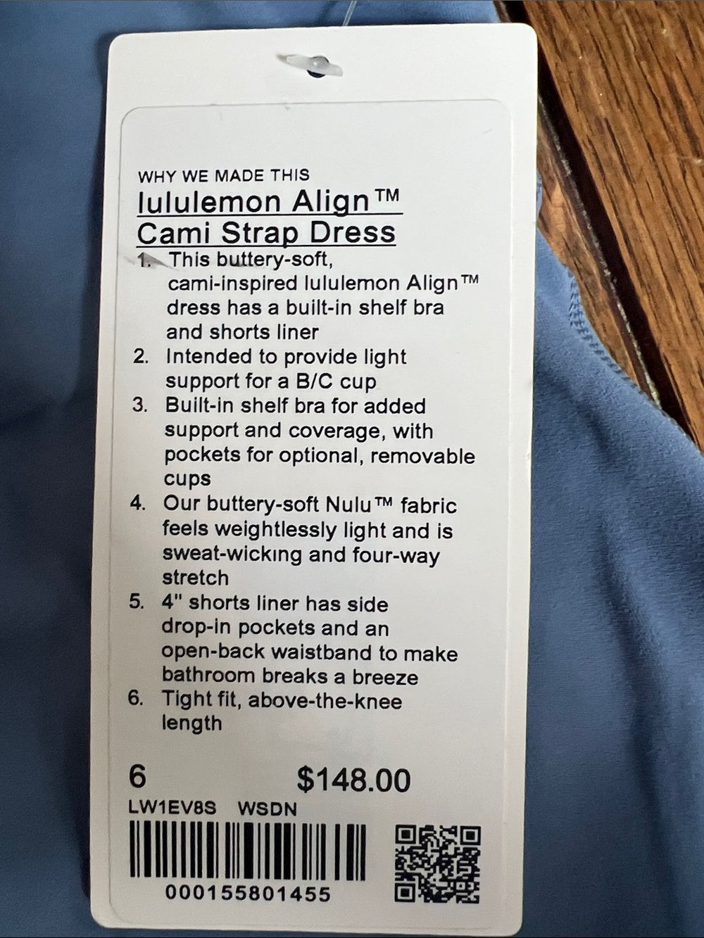 Lululemon Washed Denim Blue Align Dress Athletic Dress Size 6 NWT - Picture 4 of 9
